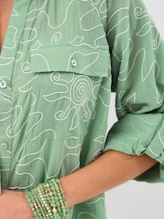 Accessorize Green Sun Embroidered Beach Cover Up Shirt - Image 3 of 4