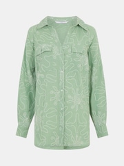 Accessorize Green Sun Embroidered Beach Cover Up Shirt - Image 4 of 4