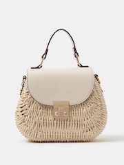 Accessorize Nude Raffia Handheld Bag - Image 1 of 3