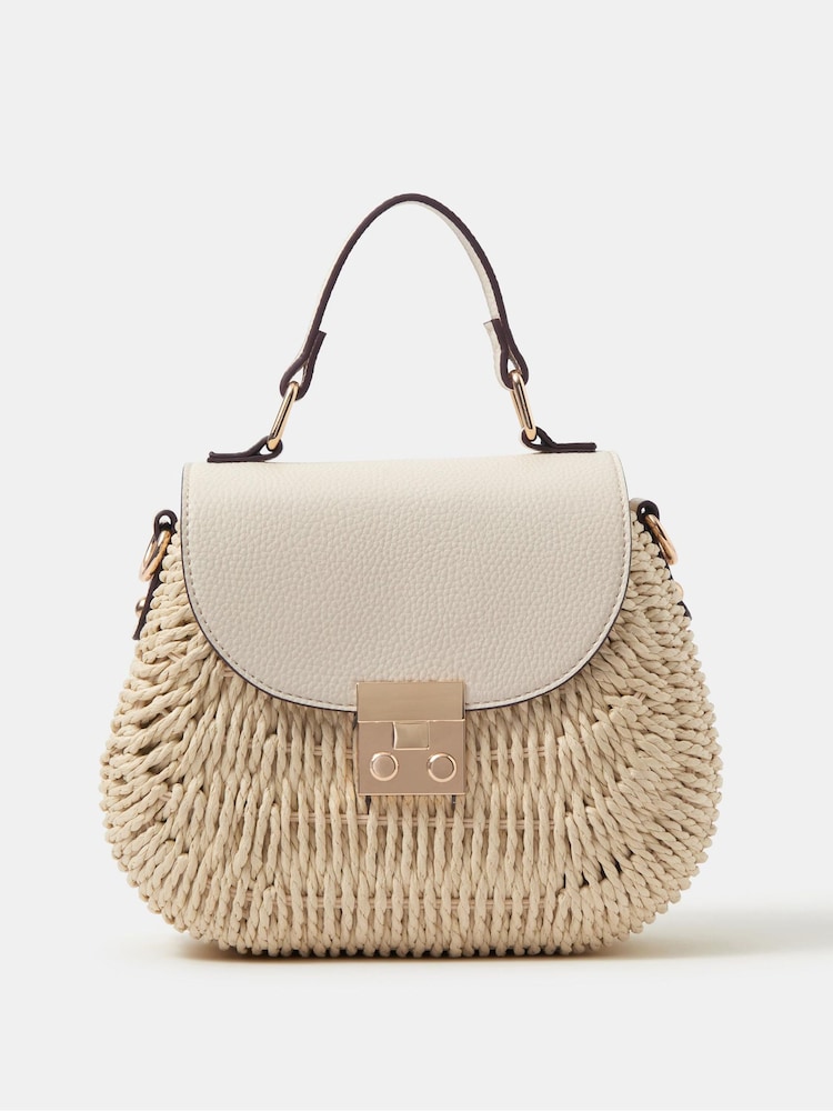 Accessorize Nude Raffia Handheld Bag - Image 1 of 3