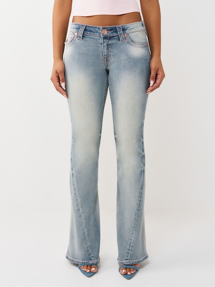True Religion Blue Joey Low Rise  Flare Flap Jeans - Image 1 of 5