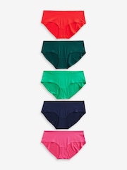 Red/Navy/Green Short Microfibre Knickers 5 Pack - Image 1 of 8