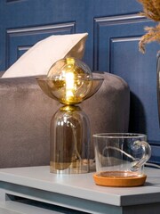 BHS Clear Birch Glass Table Lamp - Image 1 of 2