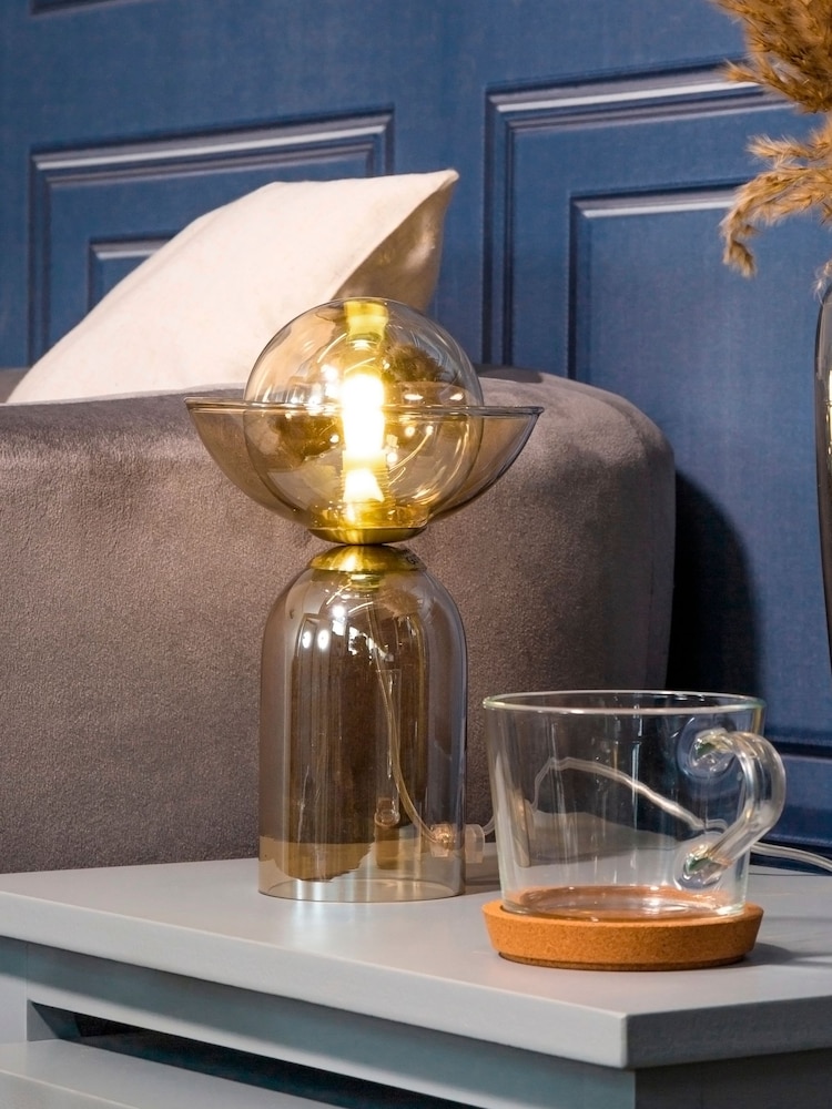 BHS Clear Birch Glass Table Lamp - Image 1 of 2