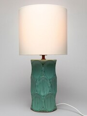 BHS Turquoise Alder Scalloped Base Table Lamp - Image 3 of 4