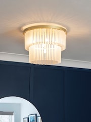 BHS Satin Brass Aubrey Ceiling Flush Fitting Light - Image 1 of 4