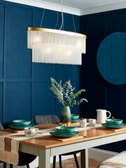 BHS Satin Brass Aubrey Oval Diner Pendant Ceiling Light - Image 1 of 3