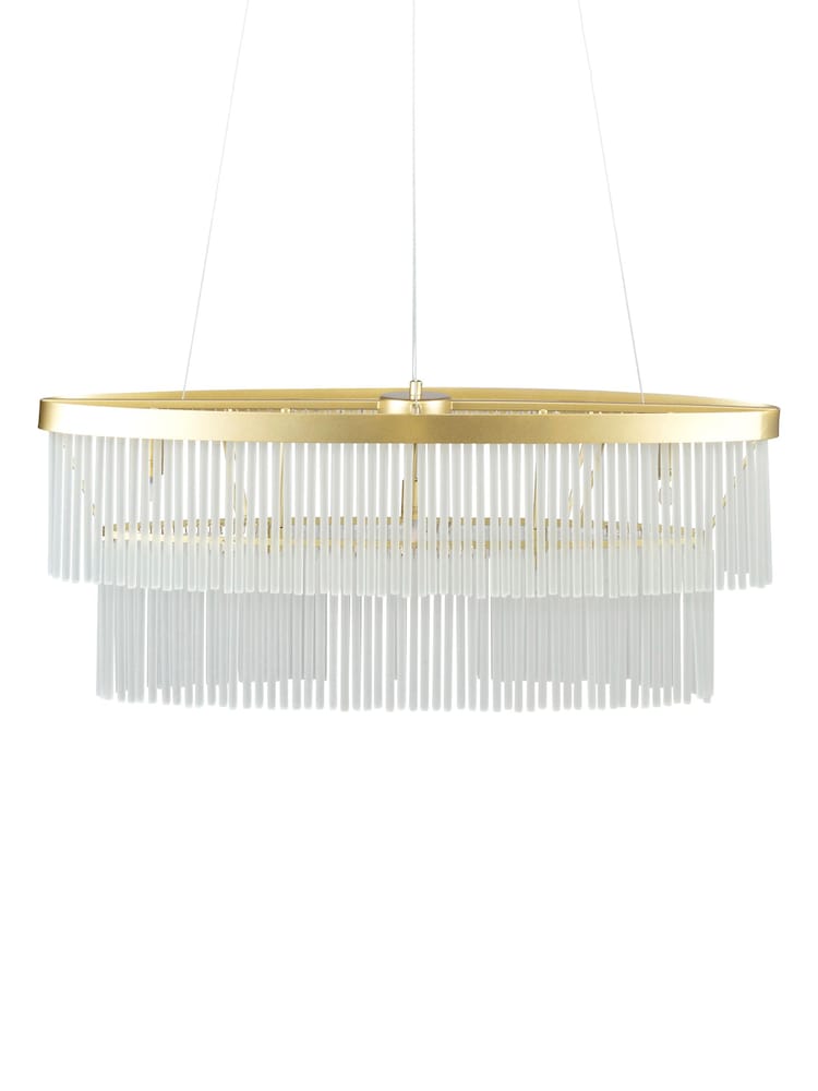 BHS Satin Brass Aubrey Oval Diner Pendant Ceiling Light - Image 2 of 3
