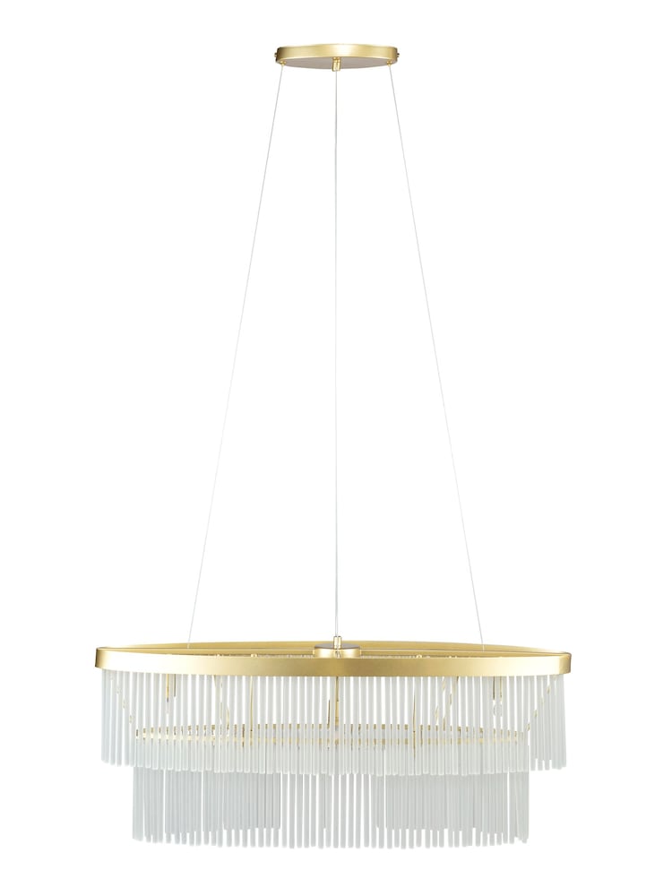 BHS Satin Brass Aubrey Oval Diner Pendant Ceiling Light - Image 3 of 3