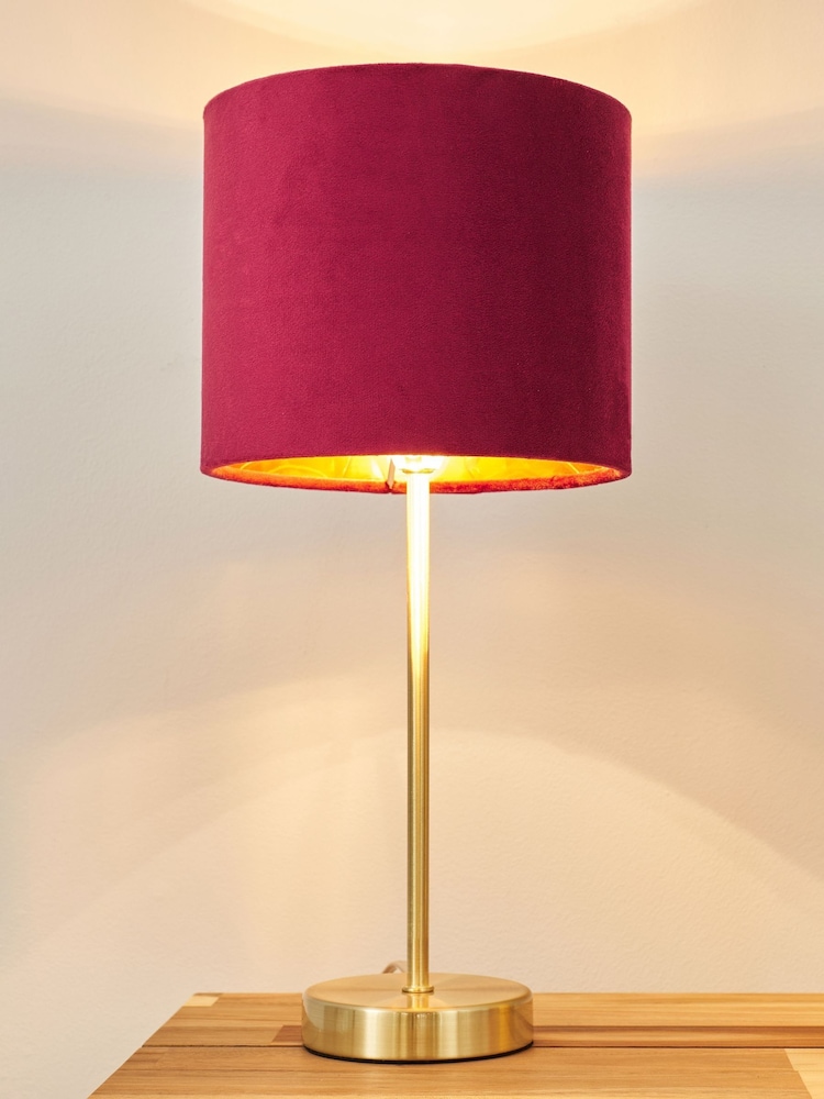 BHS Raspberry Red Velvet Table Lamp - Image 1 of 5 BHS Raspberry Red Velvet Table Lamp - Image 1 of 5
