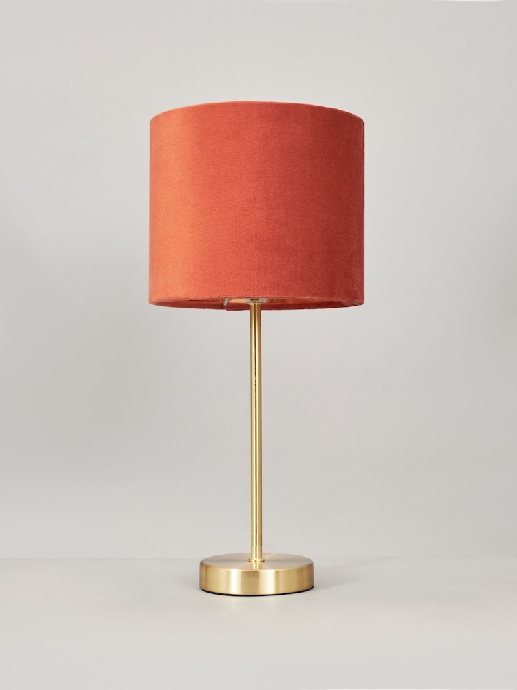 BHS Burnt Orange Velvet Table Lamp - Image 2 of 5