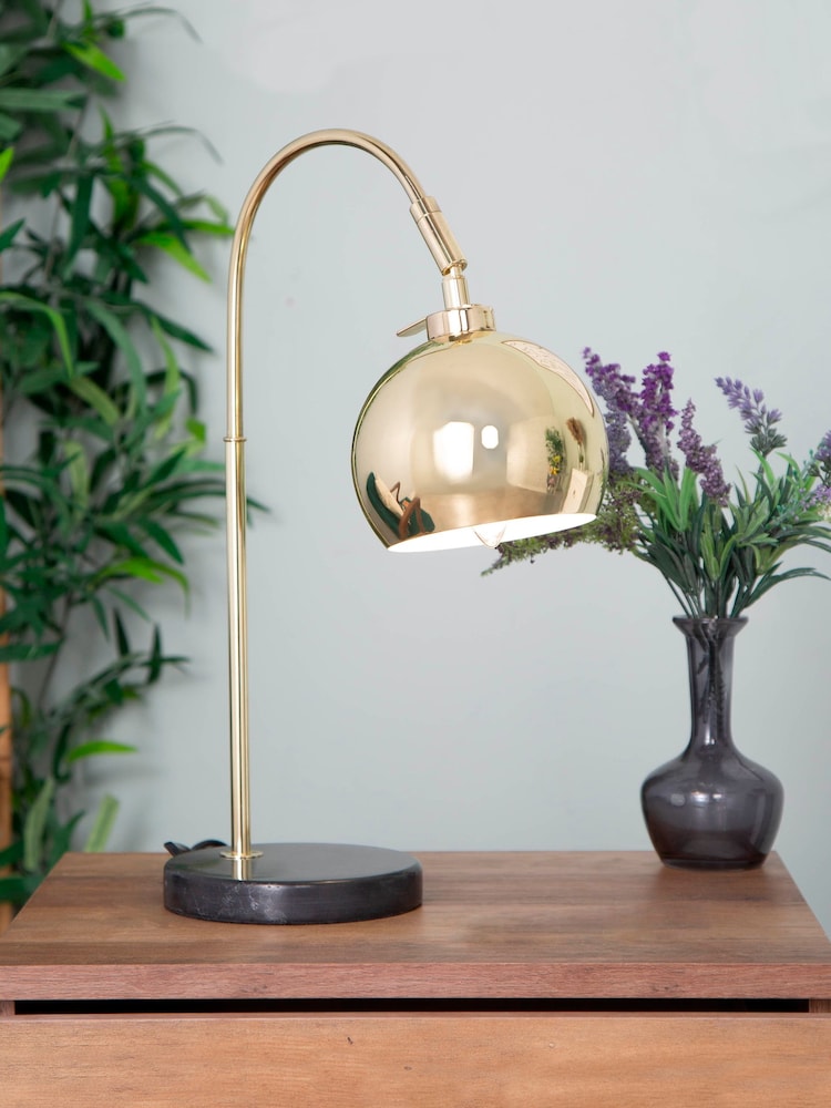 BHS Brass Benson Arched Table Lamp - Image 1 of 3