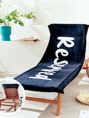 Catherine Lansfield Black 100% Cotton Reserved Extra Long Beach Towel - Image 1 of 4