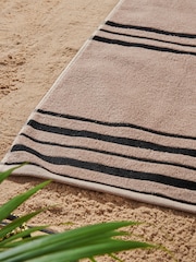 Catherine Lansfield Set of 2 Natural Banded Stripe 100% Cotton Beach Towel - Image 3 of 3