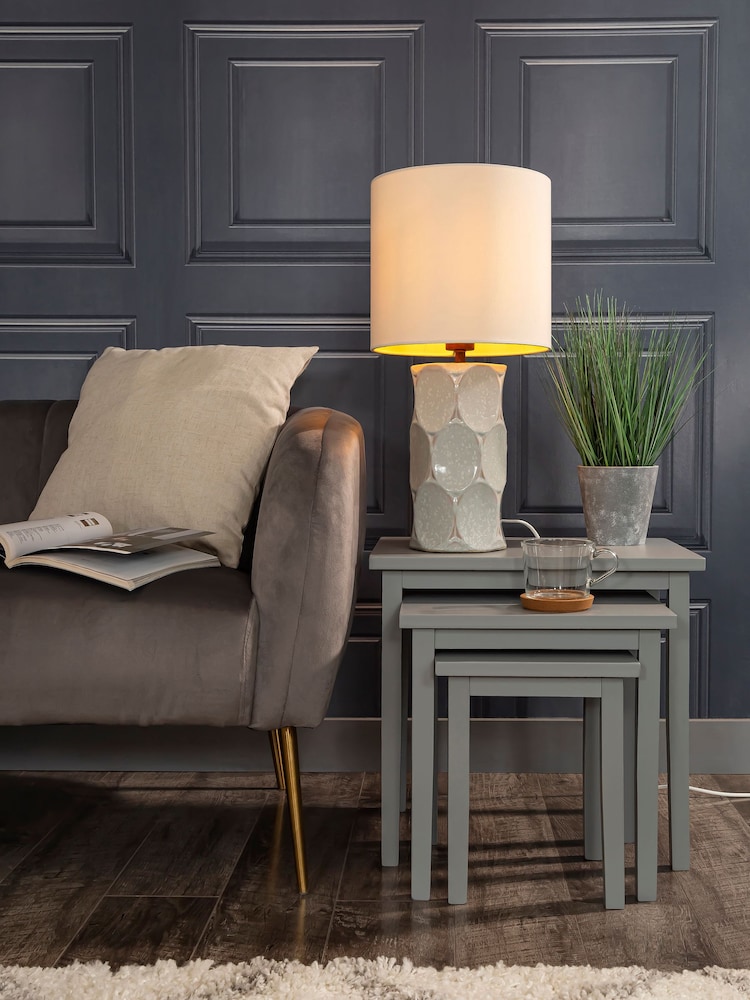 BHS Ivory Alder Scalloped Base Table Lamp - Image 1 of 4