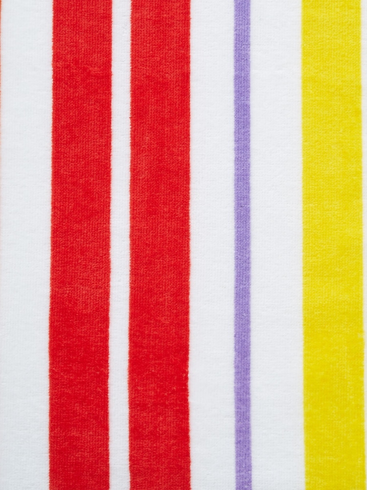 Catherine Lansfield White 100% Cotton Rainbow Stripe Extra Long Beach Towel - Image 4 of 4