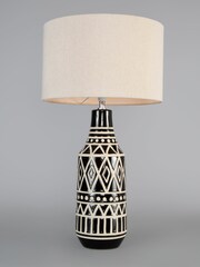 BHS Black Odin Tribal Ceramic Table Lamp - Image 1 of 4