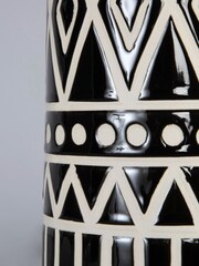 BHS Black Odin Tribal Ceramic Table Lamp - Image 2 of 4