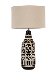 BHS Black Odin Tribal Ceramic Table Lamp - Image 3 of 4