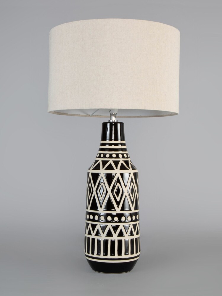 BHS Black Odin Tribal Ceramic Table Lamp - Image 4 of 4