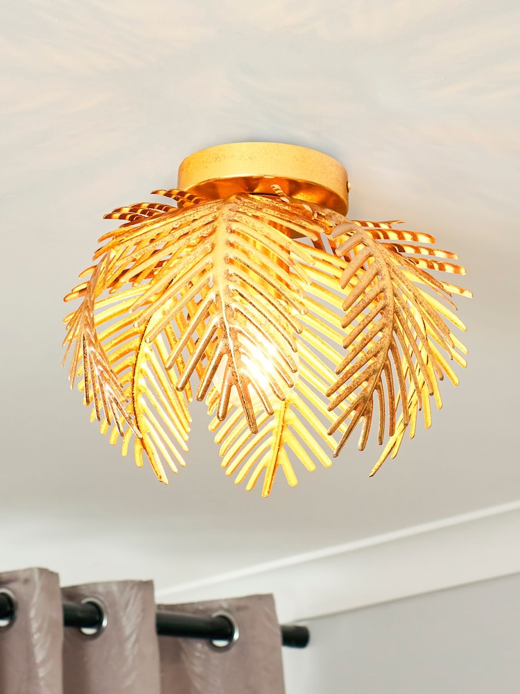 BHS Satin Brass Brookby Flush Ceiling Fitting Ceiling Light - Image 1 of 4