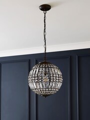BHS Bronze Leanne 1 Light Glass Crystal Ball Pendant Ceiling Light - Image 2 of 4