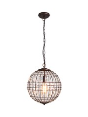 BHS Bronze Leanne 1 Light Glass Crystal Ball Pendant Ceiling Light - Image 4 of 4