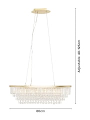 BHS Satin Brass Paladina Crystal 5 Light Linear Pendant Bar Ceiling Light - Image 4 of 5