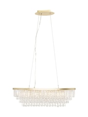 BHS Satin Brass Paladina Crystal 5 Light Linear Pendant Bar Ceiling Light - Image 5 of 5