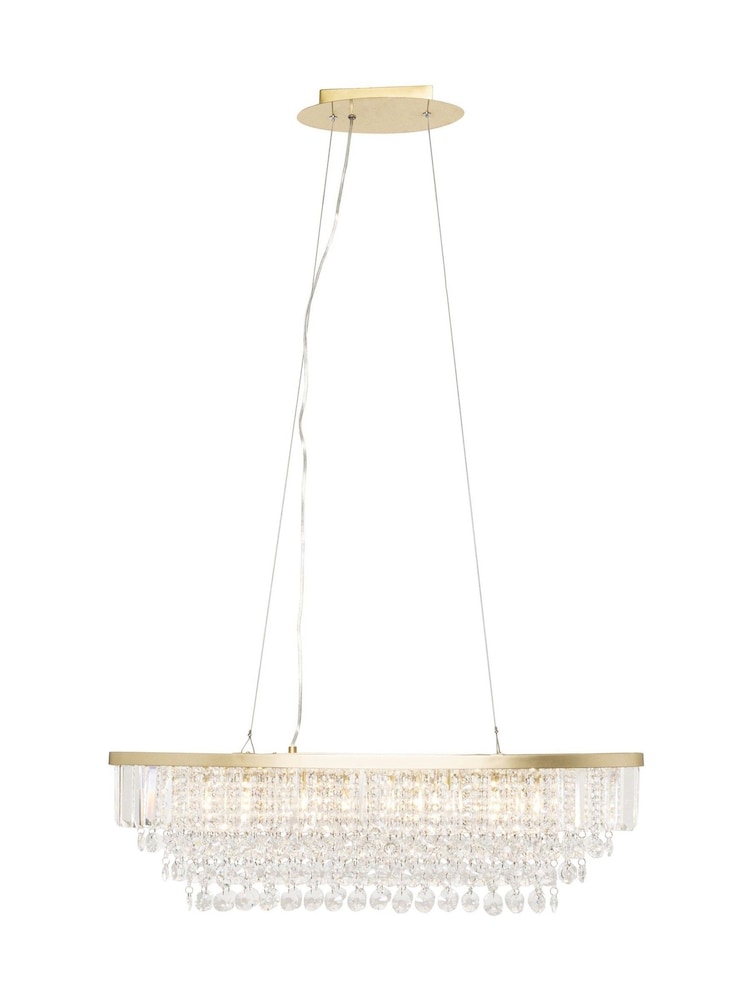 BHS Satin Brass Paladina Crystal 5 Light Linear Pendant Bar Ceiling Light - Image 5 of 5