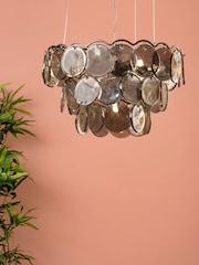 BHS Smoke Ellie Glass Disc 3 Tier Chandelier - Image 1 of 4