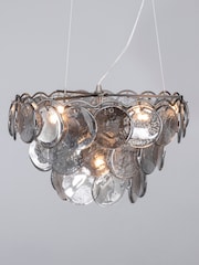 BHS Smoke Ellie Glass Disc 3 Tier Chandelier - Image 2 of 4