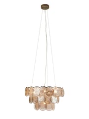 BHS Smoke Ellie Glass Disc 3 Tier Chandelier - Image 4 of 4