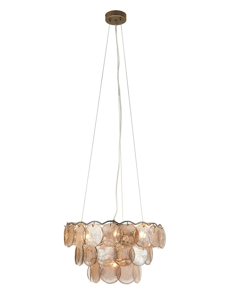 BHS Smoke Ellie Glass Disc 3 Tier Chandelier - Image 4 of 4