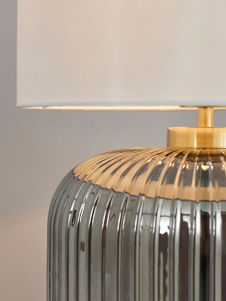 BHS Satin Brass Lyna Smoke Glass Table Lamp - Image 2 of 5 BHS Satin Brass Lyna Smoke Glass Table Lamp - Image 2 of 5