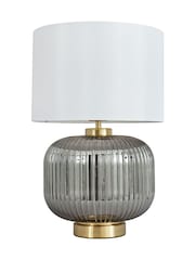 BHS Satin Brass Lyna Smoke Glass Table Lamp - Image 3 of 5