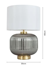 BHS Satin Brass Lyna Smoke Glass Table Lamp - Image 4 of 5