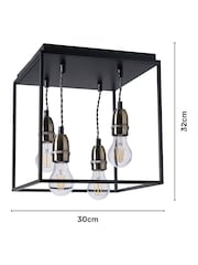 BHS Black Dexter Industrial 3 Light Flush Ceiling Light - Image 4 of 6