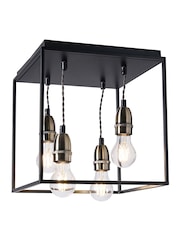 BHS Black Dexter Industrial 3 Light Flush Ceiling Light - Image 5 of 6