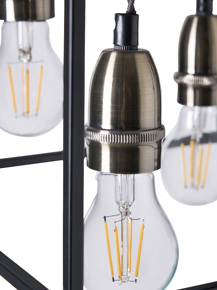 BHS Black Dexter Industrial 3 Light Flush Ceiling Light - Image 6 of 6