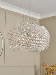 BHS Chrome Cypress 5 Light Crystal Rings Pendant Ceiling Light - Image 1 of 6