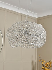 BHS Chrome Cypress 5 Light Crystal Rings Pendant Ceiling Light - Image 2 of 6