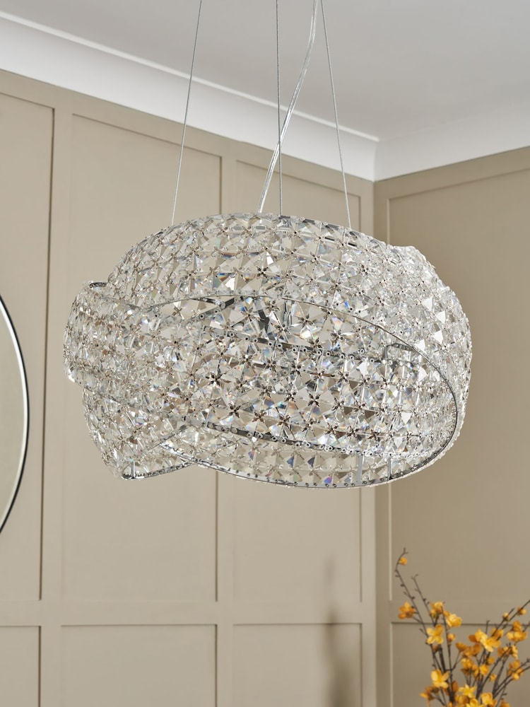 BHS Chrome Cypress 5 Light Crystal Rings Pendant Ceiling Light - Image 2 of 6