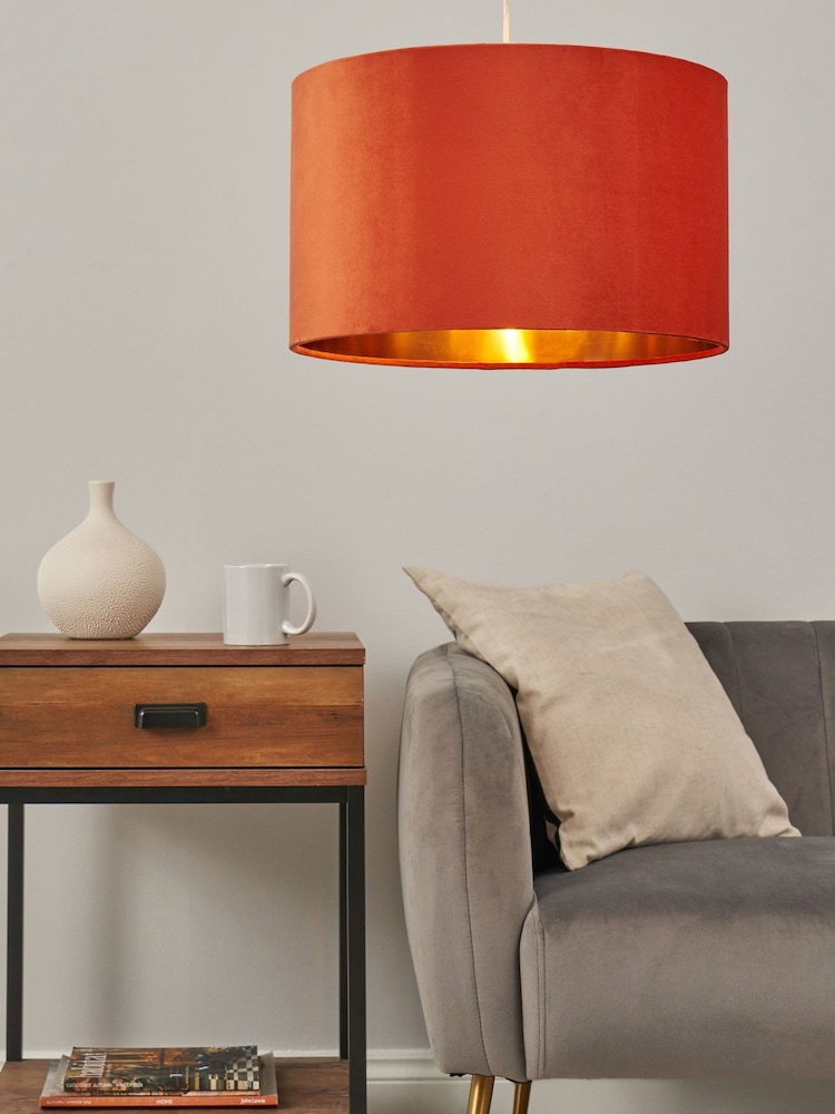 BHS Burnt Orange Velvet Easyfit Shade 40cm - Image 1 of 5
