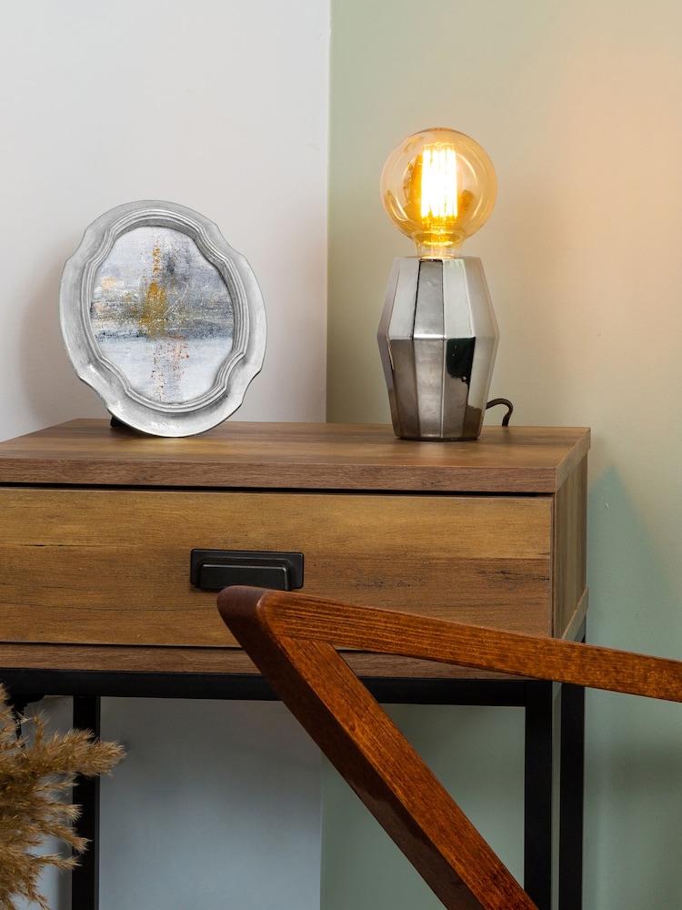 BHS Silver Elm Geometric Base Table Lamp - Image 1 of 4