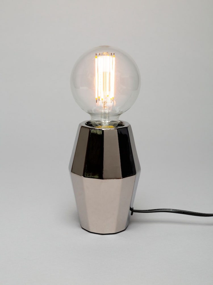 BHS Silver Elm Geometric Base Table Lamp - Image 4 of 4