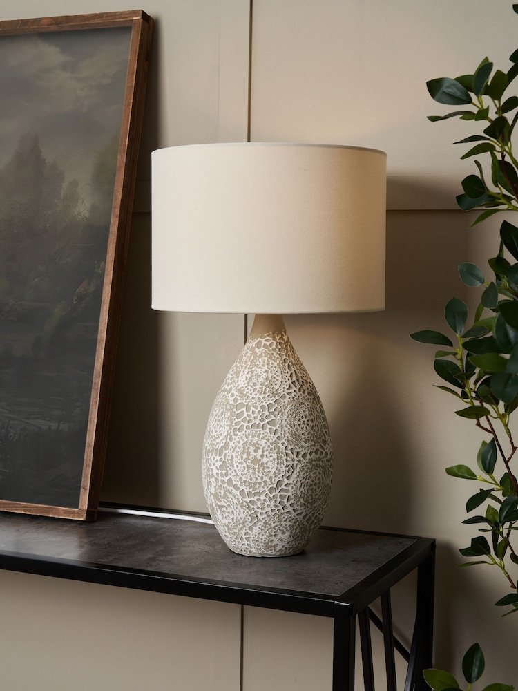 BHS Natural Inar Ceramic Table Lamp - Image 1 of 7