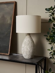 BHS Natural Inar Ceramic Table Lamp - Image 2 of 7
