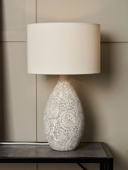 BHS Natural Inar Ceramic Table Lamp - Image 3 of 7