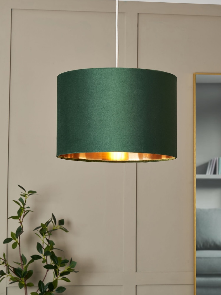 BHS Emerald Green Velvet Easyfit Shade 30cm - Image 1 of 7